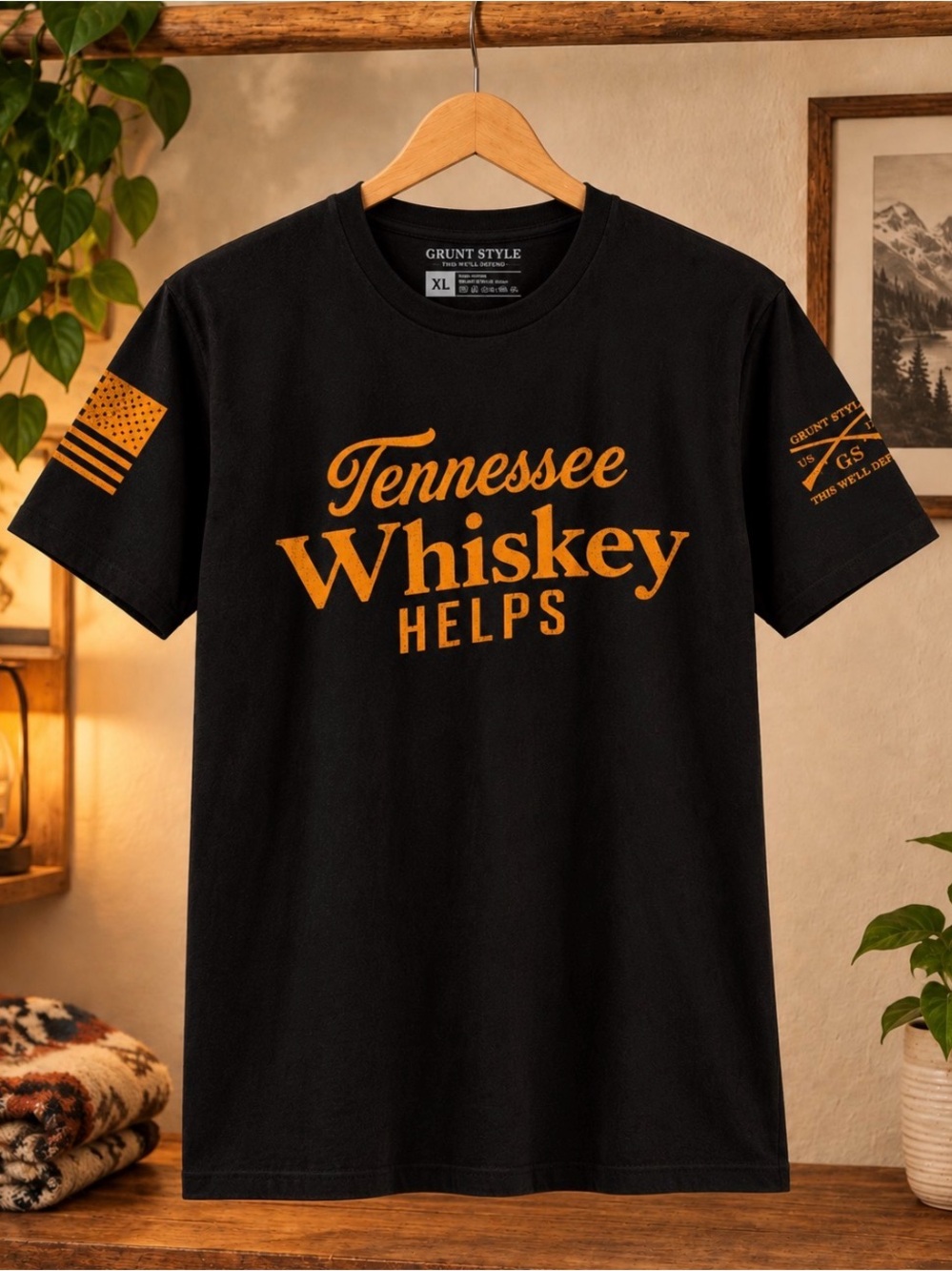 Grunt Style Tennessee Whiskey Helps Tee - Black/Orange